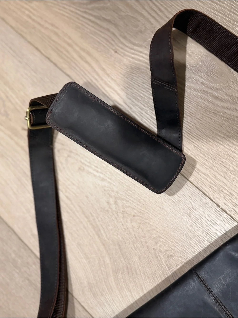 Classic Dark Brown Leather Messenger Bag